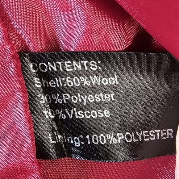 Collection by Gallery Red Wine Wool Double Breasted Pea Coat Size Women Medium - Picture 12 of 13